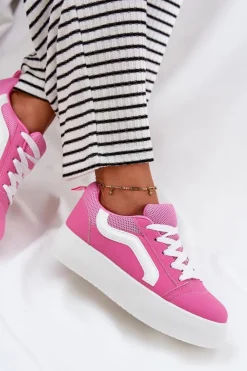 Hot Sneakersy Damskie Na Platformie Fuksja Tellnira Damskie Buty Sportowe Na Platformie|Sneakersy Damskie