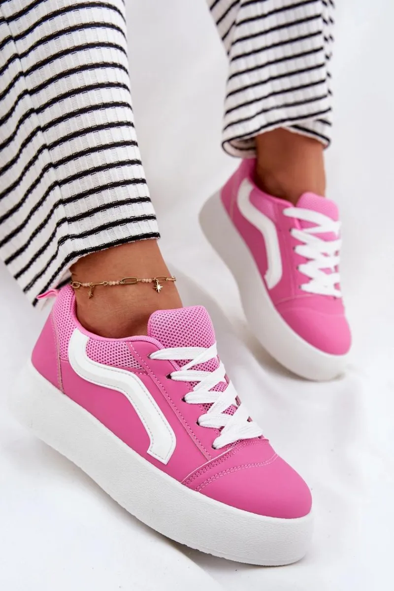 Hot Sneakersy Damskie Na Platformie Fuksja Tellnira Damskie Buty Sportowe Na Platformie|Sneakersy Damskie