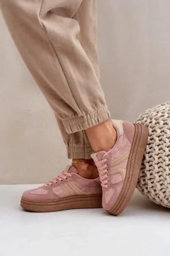 Buty Sportowe Na Platformie|Sneakersy Damskie></noscript>Boto Sneakersy Damskie Na Platformie Różowe Lesida