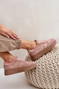 Buty Sportowe Na Platformie|Sneakersy Damskie></noscript>Boto Sneakersy Damskie Na Platformie Różowe Lesida