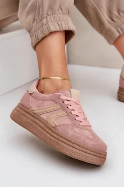 Buty Sportowe Na Platformie|Sneakersy Damskie></noscript>Boto Sneakersy Damskie Na Platformie Różowe Lesida