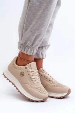 Sneakersy Damskie>Boto Sneakersy Damskie Na Platformie Beżowe Rottiana