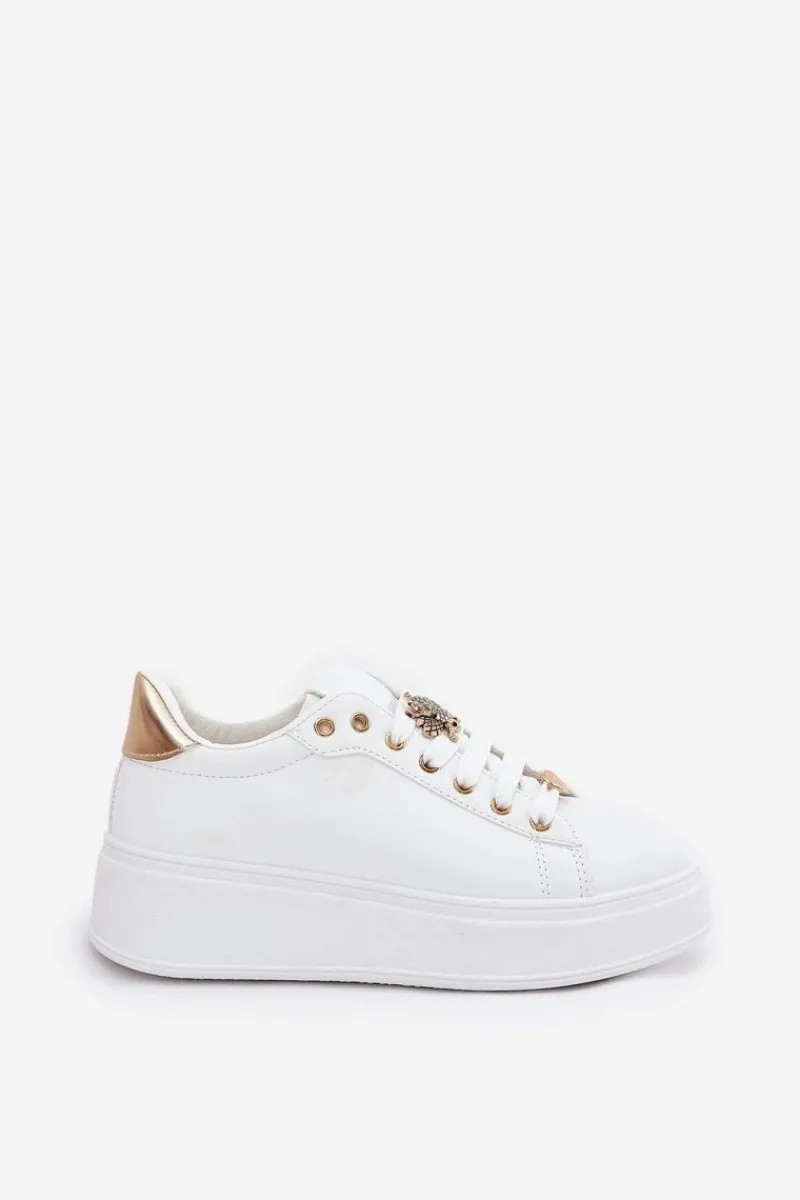 New Boto Sneakersy Damskie Na Platformie Z Przypinkami Białe Ilanina