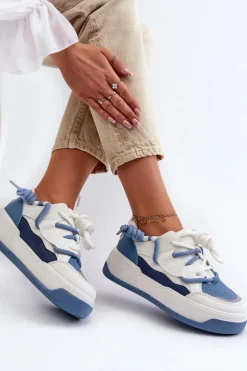 Clearance Boto Sneakersy Damskie Na Platformie e Moariella Niebieski