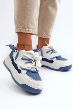 Clearance Boto Sneakersy Damskie Na Platformie e Moariella Niebieski