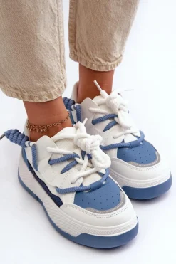 Clearance Boto Sneakersy Damskie Na Platformie e Moariella Niebieski