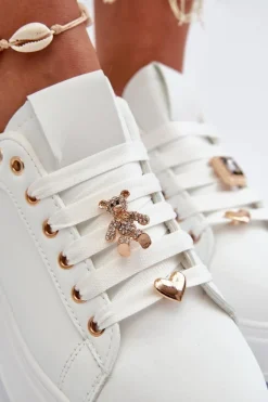 Discount Boto Sneakersy Damskie Na Platformie Z Przypinkami Eko Skóra Białe Cavisa