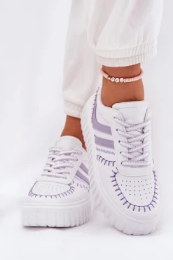 Sale Boto Sneakersy Damskie Na Platformie Fioletowe Ofenale Fioletowy