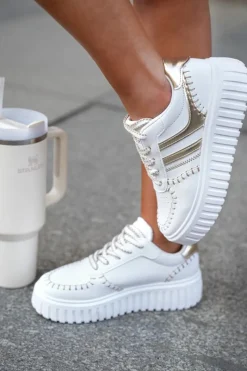 Outlet Boto Sneakersy Damskie Na Platformie Złote Ofenale