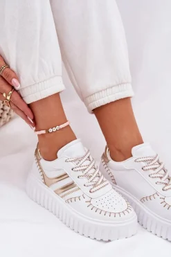 Outlet Boto Sneakersy Damskie Na Platformie Złote Ofenale