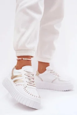 Outlet Boto Sneakersy Damskie Na Platformie Złote Ofenale