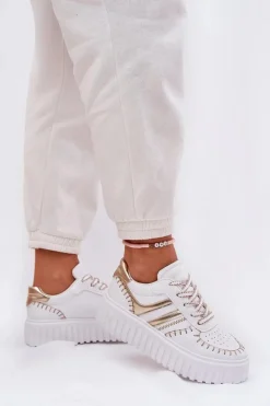 Outlet Boto Sneakersy Damskie Na Platformie Złote Ofenale