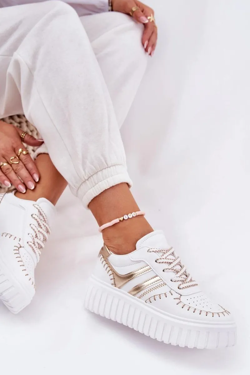 Outlet Boto Sneakersy Damskie Na Platformie Złote Ofenale