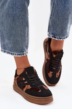 Buty Sportowe Na Platformie|Sneakersy Damskie>Boto Sneakersy Damskie Na Platformie W Łaty Czarne Denissa Czarny