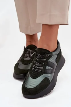 Best Sneakersy Damskie Na Platformie Vinceza 58561 Ciemnozielone Damskie Sneakersy Damskie