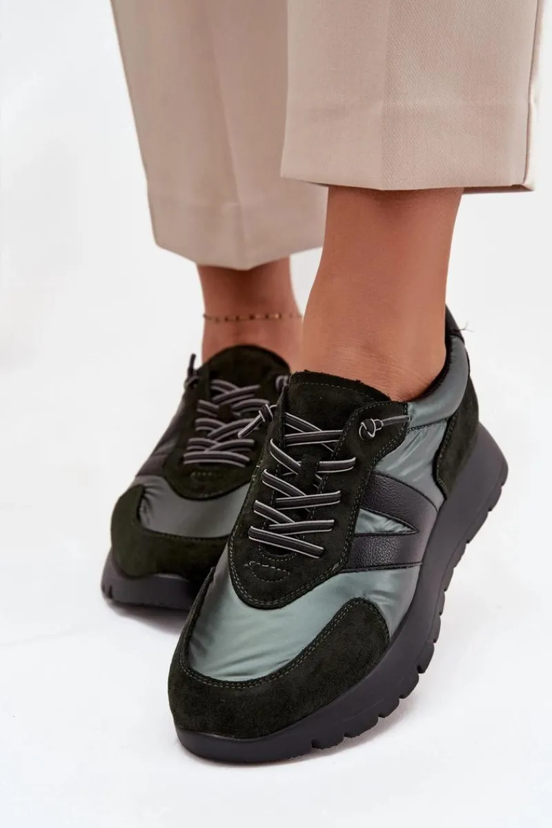 Best Sneakersy Damskie Na Platformie Vinceza 58561 Ciemnozielone Damskie Sneakersy Damskie