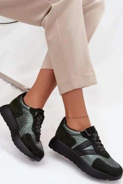 Best Sneakersy Damskie Na Platformie Vinceza 58561 Ciemnozielone Damskie Sneakersy Damskie