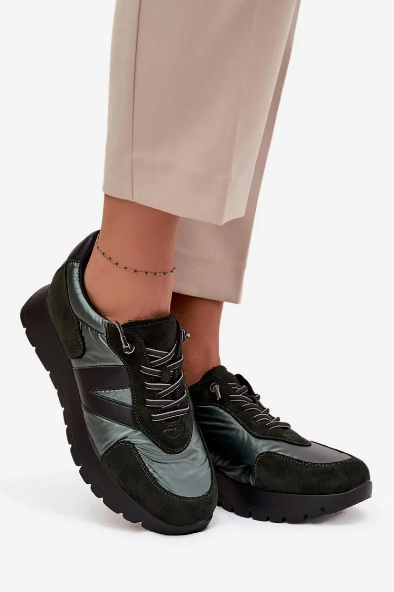 Best Sneakersy Damskie Na Platformie Vinceza 58561 Ciemnozielone Damskie Sneakersy Damskie