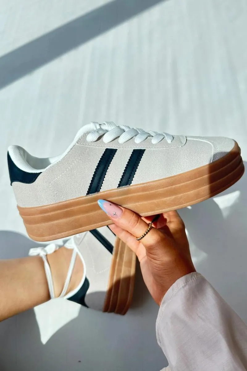 Buty Sportowe Na Platformie|Sneakersy Damskie>Boto Sneakersy Damskie Na Platformie Beżowo-Czarne Egelia