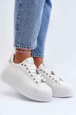 Buty Sportowe Na Platformie|Sneakersy Damskie>Boto Sneakersy Damskie Na Platformie Z Ozdobami Białe Herbisa