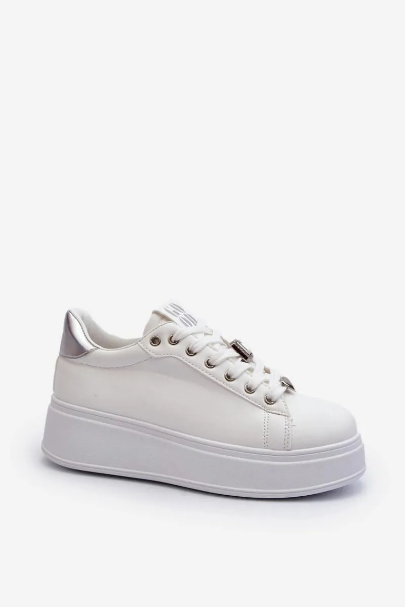 Buty Sportowe Na Platformie|Sneakersy Damskie>Boto Sneakersy Damskie Na Platformie Z Ozdobami Białe Herbisa