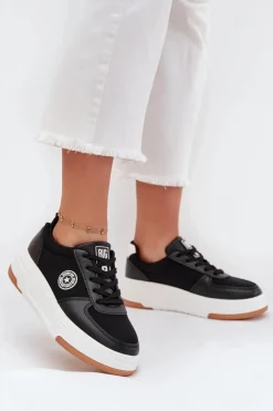 Big Star Shoes Sneakersy Damskie Na Platformie Big Star RR274573 HI-POLY SYSTEM Czarne Czarny