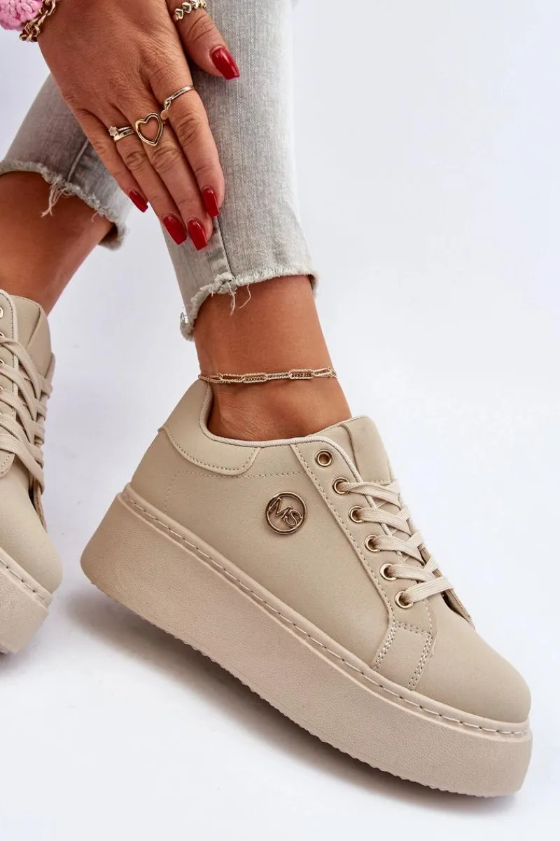 Buty Sportowe Na Platformie|Sneakersy Damskie>Boto Sneakersy Damskie Na Platformie Beżowe Eshen
