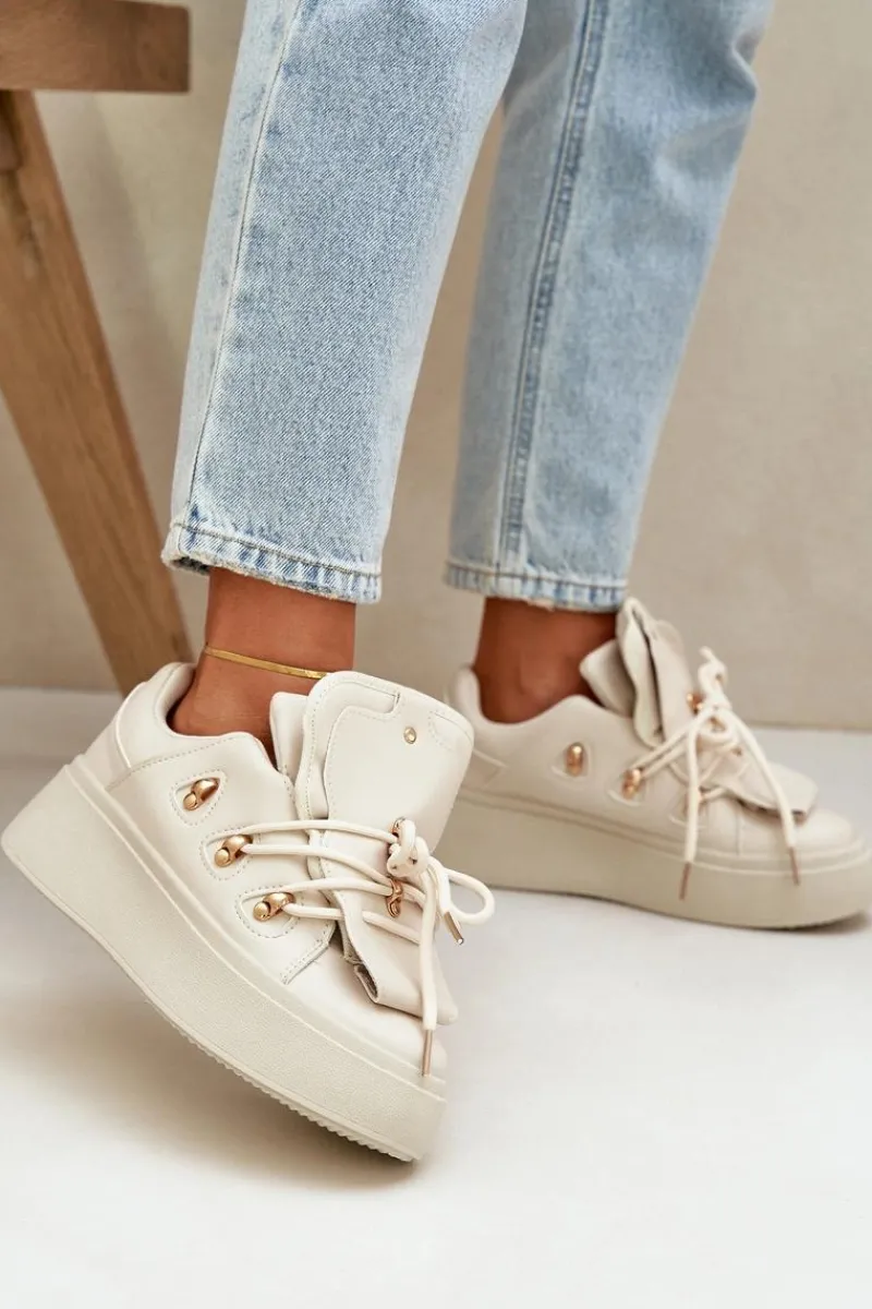 Clearance Sneakersy Damskie Na Platformie Beżowe Dolistana Damskie Sneakersy Damskie