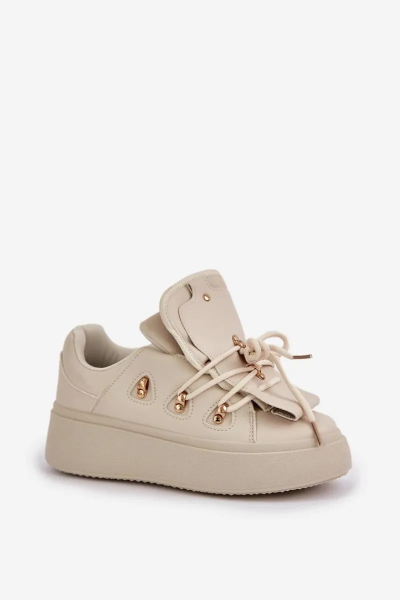 Clearance Sneakersy Damskie Na Platformie Beżowe Dolistana Damskie Sneakersy Damskie