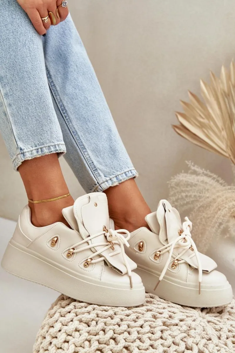 Clearance Sneakersy Damskie Na Platformie Beżowe Dolistana Damskie Sneakersy Damskie