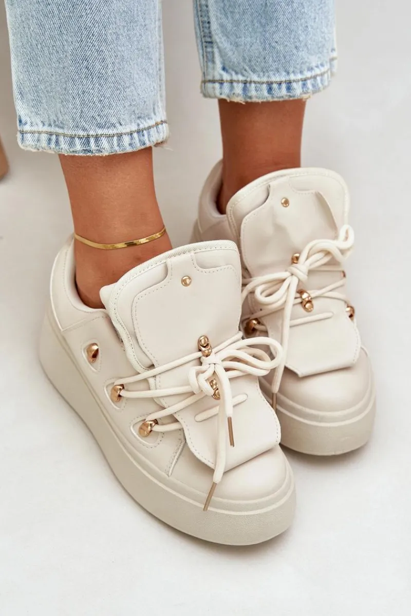 Clearance Sneakersy Damskie Na Platformie Beżowe Dolistana Damskie Sneakersy Damskie