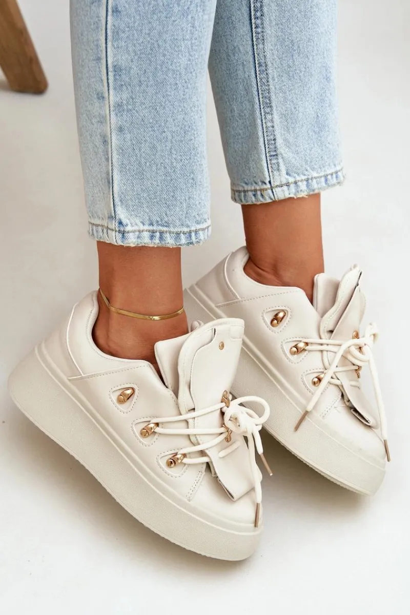 Clearance Sneakersy Damskie Na Platformie Beżowe Dolistana Damskie Sneakersy Damskie