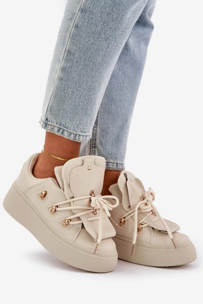 Clearance Sneakersy Damskie Na Platformie Beżowe Dolistana Damskie Sneakersy Damskie