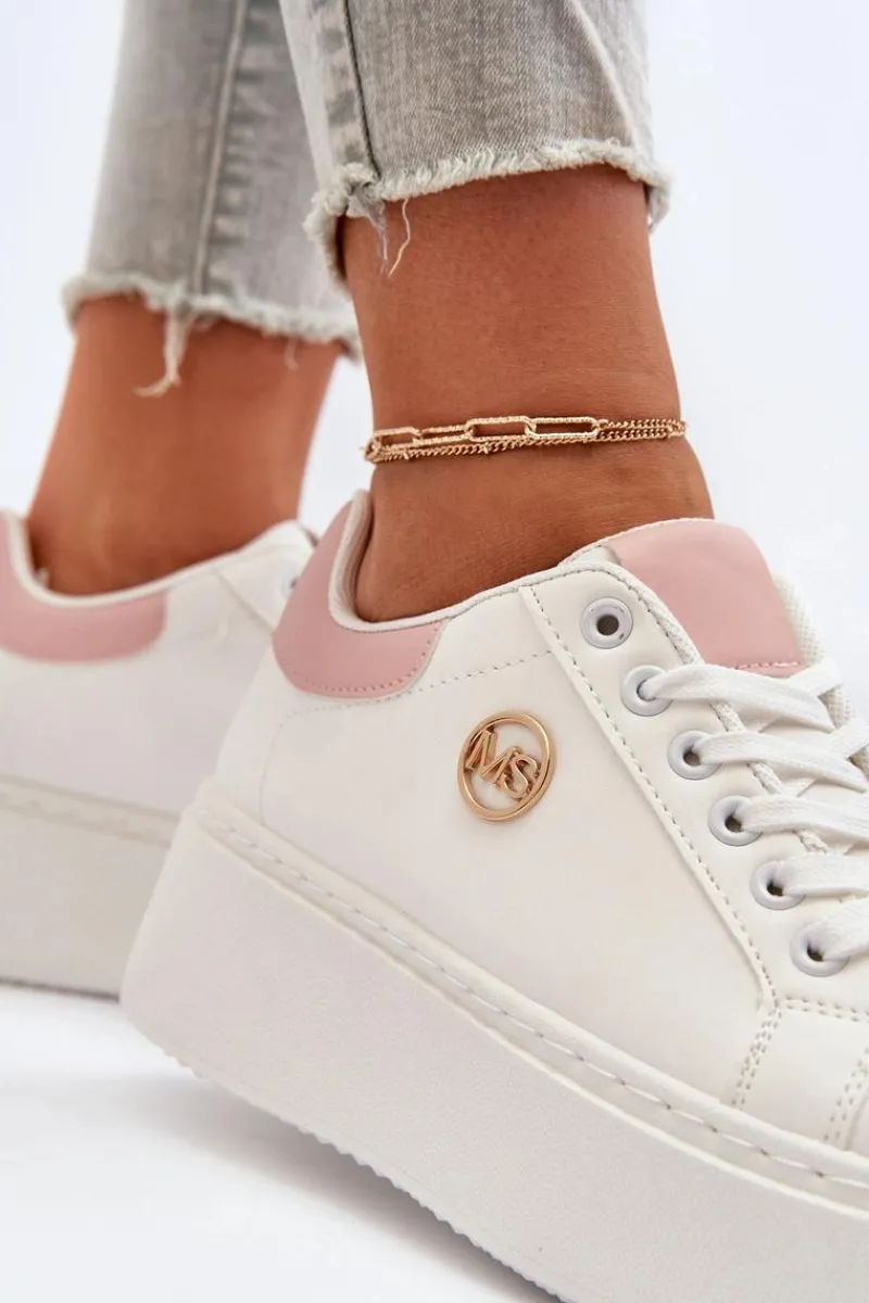 Outlet Sneakersy Damskie Na Platformie Białe Eshen Damskie Buty Sportowe Na Platformie|Sneakersy Damskie