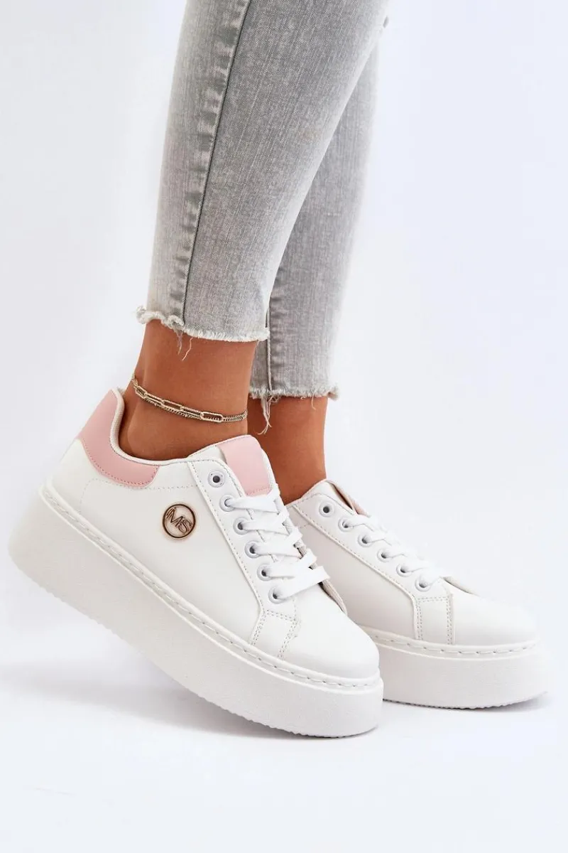 Outlet Sneakersy Damskie Na Platformie Białe Eshen Damskie Buty Sportowe Na Platformie|Sneakersy Damskie