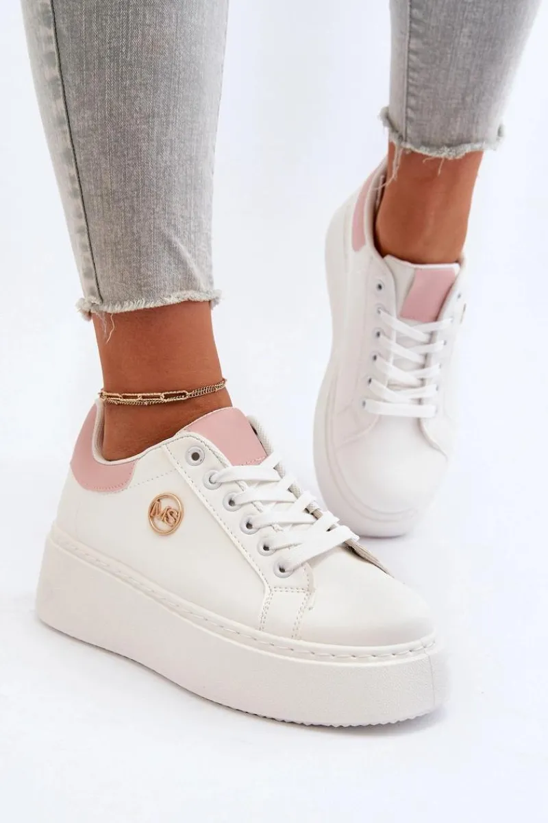 Outlet Sneakersy Damskie Na Platformie Białe Eshen Damskie Buty Sportowe Na Platformie|Sneakersy Damskie