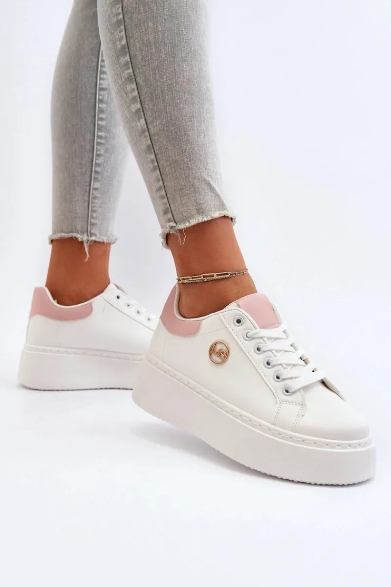 Outlet Sneakersy Damskie Na Platformie Białe Eshen Damskie Buty Sportowe Na Platformie|Sneakersy Damskie