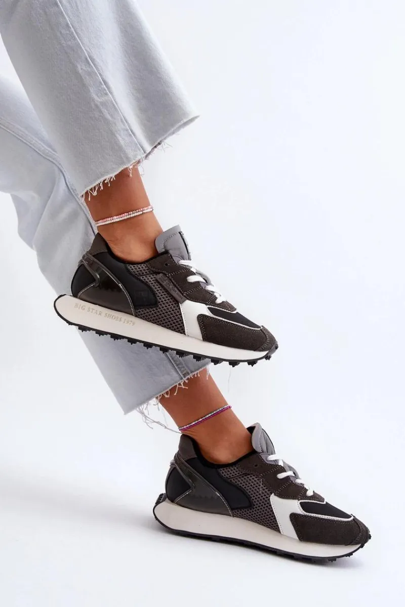 Big Star Shoes Sneakersy Damskie Na Platformie Memory Foam System Big Star NN274683 Czarne