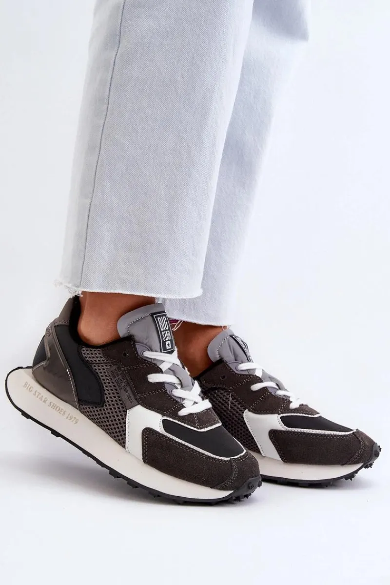 Big Star Shoes Sneakersy Damskie Na Platformie Memory Foam System Big Star NN274683 Czarne