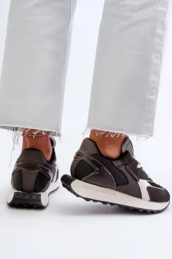 Big Star Shoes Sneakersy Damskie Na Platformie Memory Foam System Big Star NN274683 Czarne