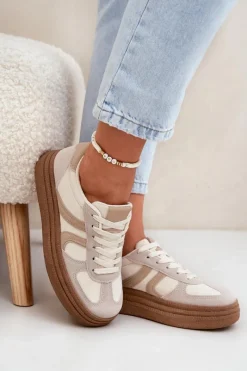 Buty Sportowe Na Platformie|Sneakersy Damskie>Boto Sneakersy Damskie Na Platformie Ciemnobeżowe Lesida