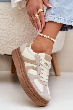 Buty Sportowe Na Platformie|Sneakersy Damskie></noscript>Boto Sneakersy Damskie Na Platformie Ciemnobeżowe Lesida