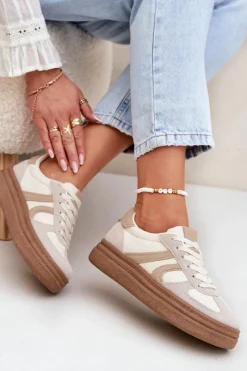 Buty Sportowe Na Platformie|Sneakersy Damskie></noscript>Boto Sneakersy Damskie Na Platformie Ciemnobeżowe Lesida
