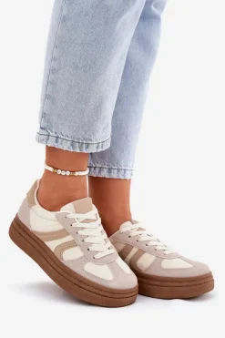 Buty Sportowe Na Platformie|Sneakersy Damskie></noscript>Boto Sneakersy Damskie Na Platformie Ciemnobeżowe Lesida