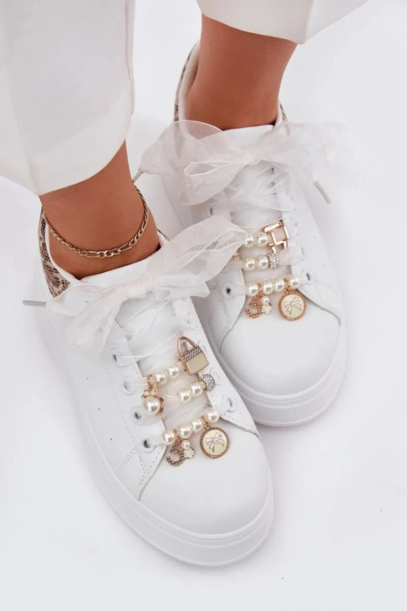 Clearance Sneakersy Damskie Na Platformie Z Przypinkami Białe Panterka Ocerdia Damskie Buty Sportowe Na Platformie|Sneakersy Damskie