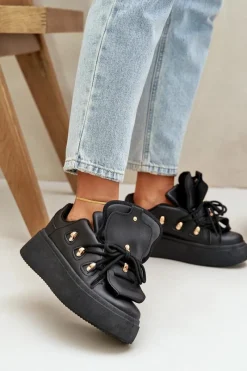 Sneakersy Damskie>Boto Sneakersy Damskie Na Platformie Czarne Dolistana Czarny