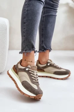 New Buty damskie Vinceza Sneakersy Damskie Na Platformie Ze Skóry Naturalnej Vinceza 41465 Beżowe