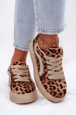 Buty Sportowe Na Platformie|Sneakersy Damskie></noscript>Boto Sneakersy Damskie Na Platformie Panterka Tellnira Beżowy