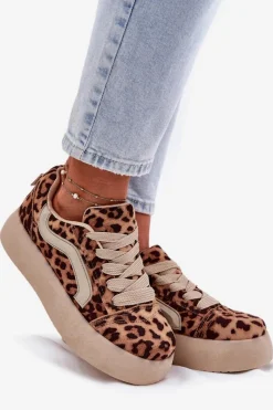Buty Sportowe Na Platformie|Sneakersy Damskie></noscript>Boto Sneakersy Damskie Na Platformie Panterka Tellnira Beżowy