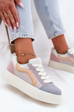 Boto Sneakersy Damskie Na Platformie Multikolor Tellnira Wielokolorowy